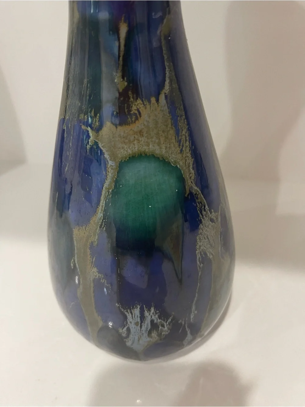 Signed “Monterey Jade” Art pottery 11.5” Tall vase. MCM